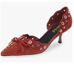 Elegant Rust Heels with Eyelet Detailing